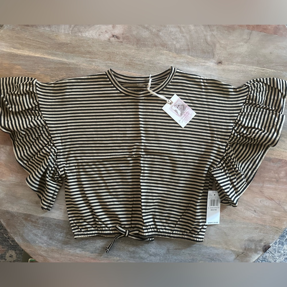 Jessica Simpson Striped Ruffle Sleeve Top
